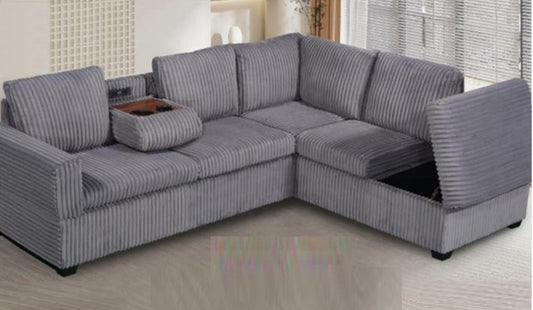 Corduroy Sectional Storage Sofa