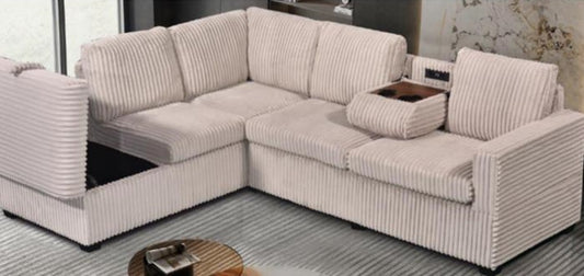 Corduroy Sectional Storage Sofa